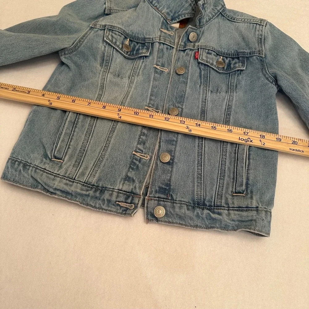Levis Denim Jacket Girls M 10 to 12 Kids Light Wash Trucker Cropped Button Front